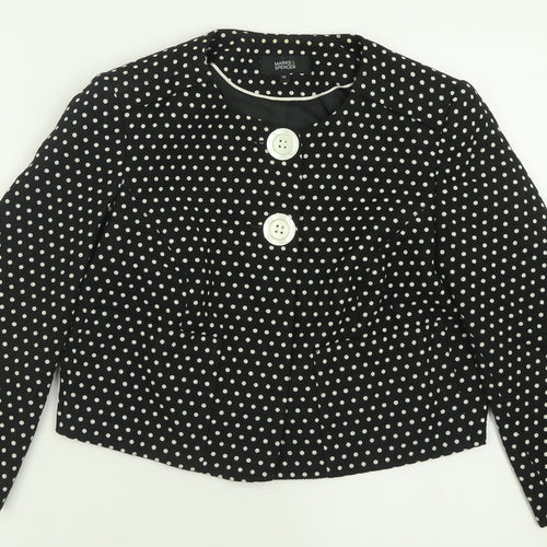 Marks and Spencer Womens Black Polka Dot  Jacket Blazer Size 10  Button