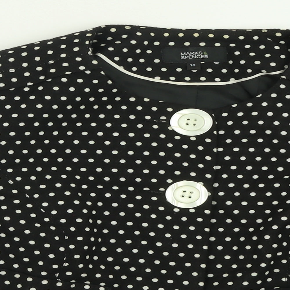 Marks and Spencer Womens Black Polka Dot  Jacket Blazer Size 10  Button