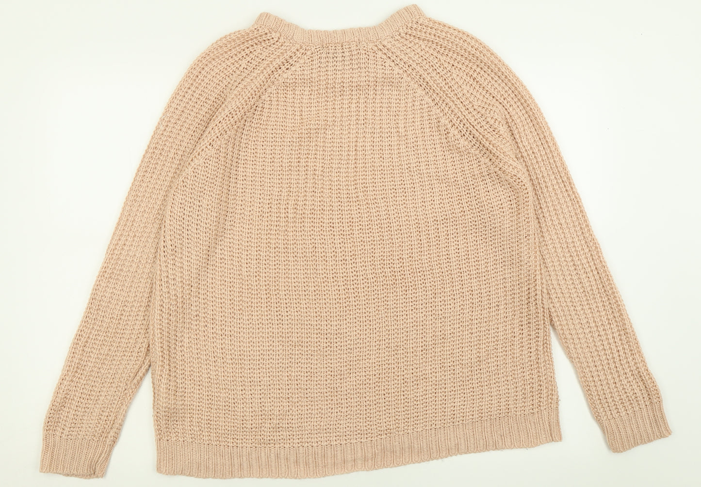Marks and Spencer Womens Beige Crew Neck  Acrylic Pullover Jumper Size 14