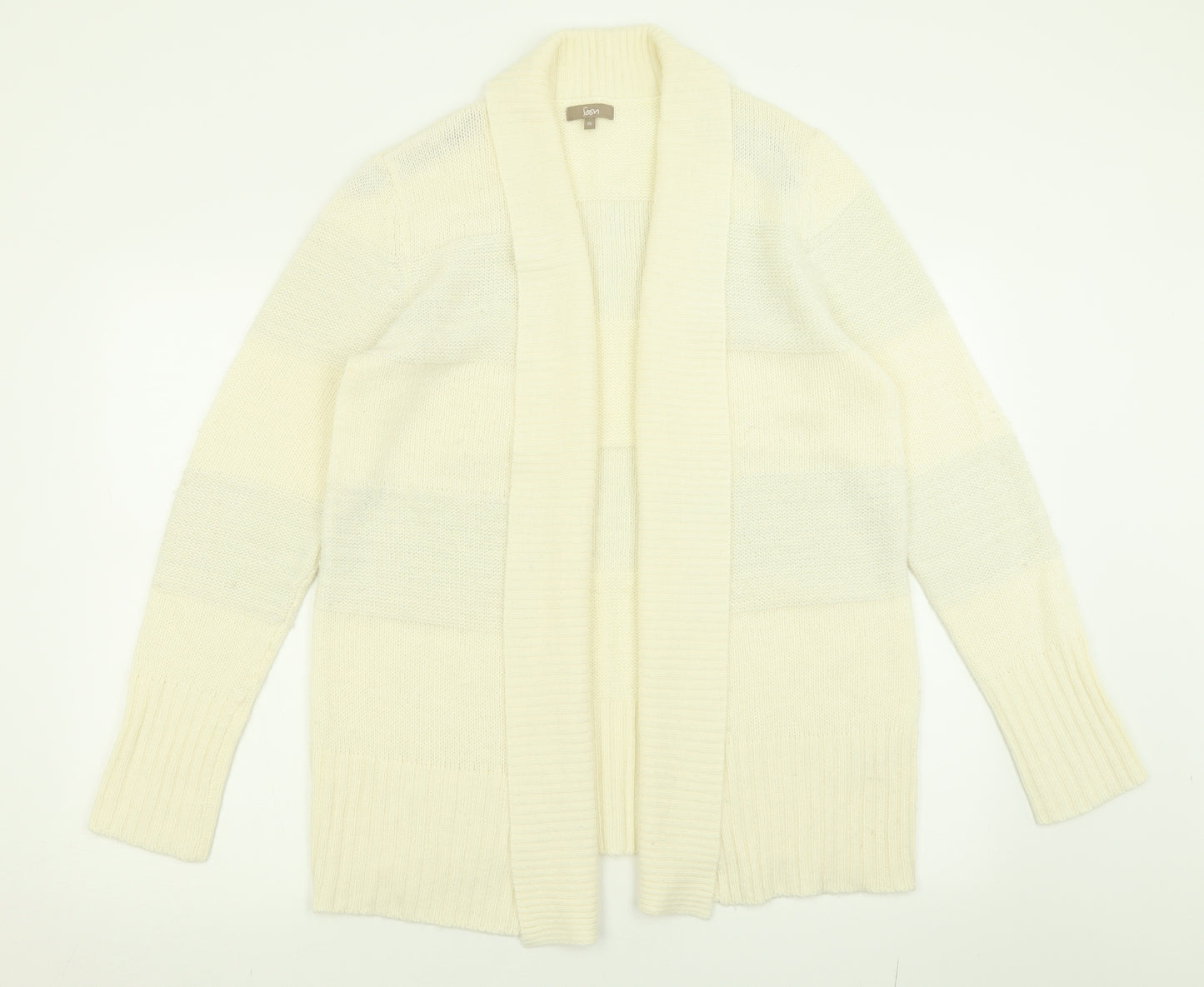 Monsoon Womens Ivory V-Neck Striped Acrylic Cardigan Jumper Size 16