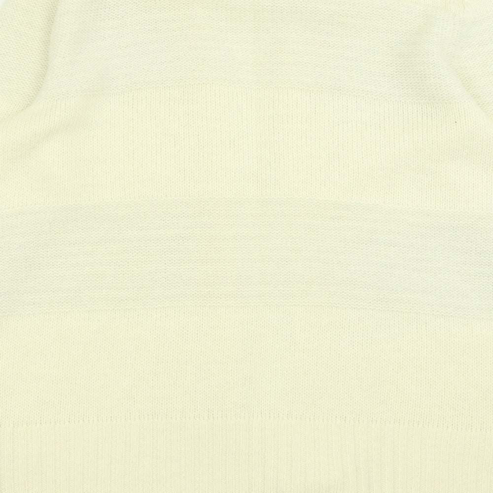 Monsoon Womens Ivory V-Neck Striped Acrylic Cardigan Jumper Size 16