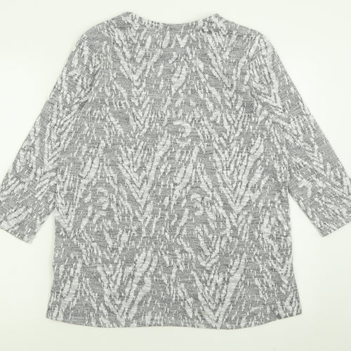 F&F Womens Grey Crew Neck Geometric Polyester Pullover Jumper Size 14