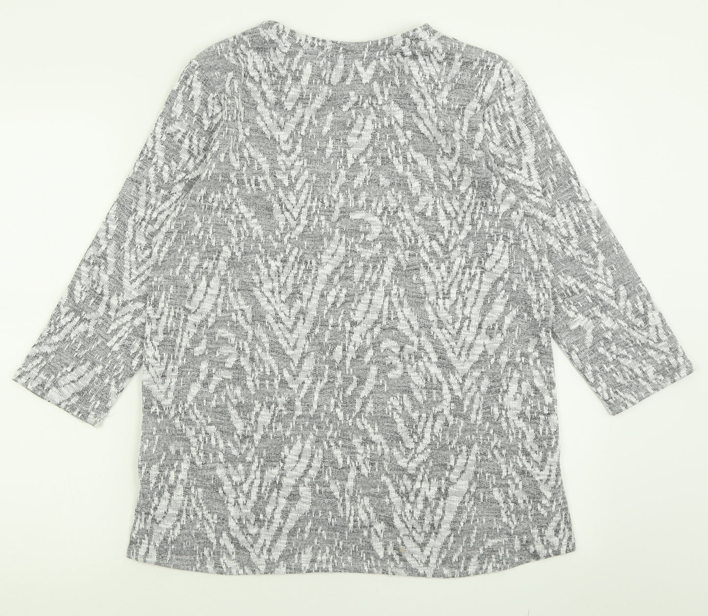 F&F Womens Grey Crew Neck Geometric Polyester Pullover Jumper Size 14