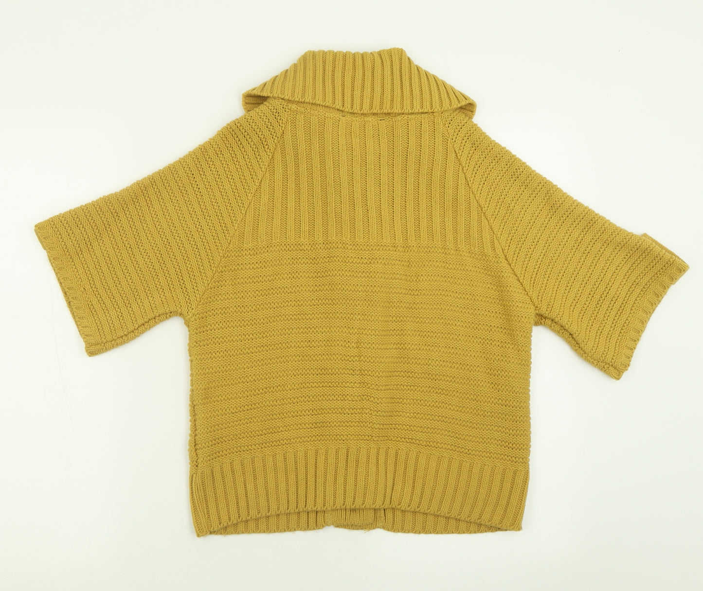 Dorothy Perkins Womens Yellow Collared  Acrylic Cardigan Jumper Size 10