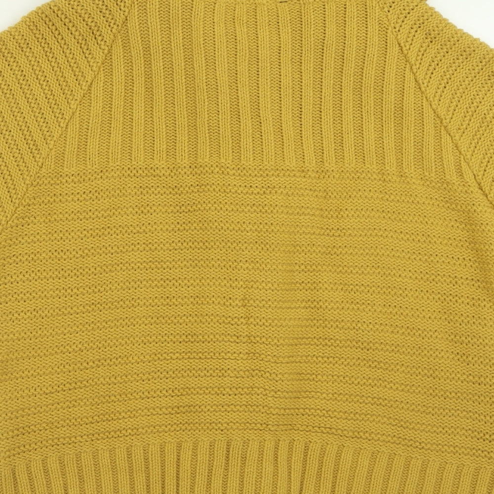 Dorothy Perkins Womens Yellow Collared  Acrylic Cardigan Jumper Size 10