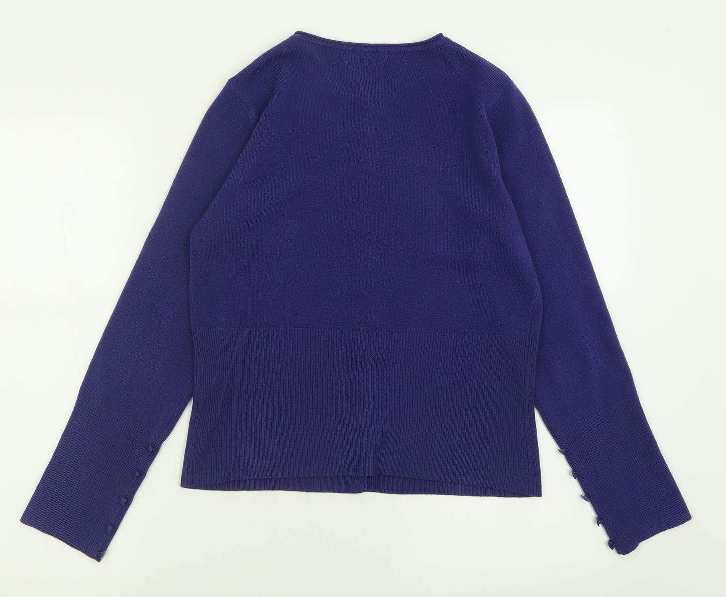 Per Una Womens Purple Crew Neck  Acrylic Cardigan Jumper Size 14