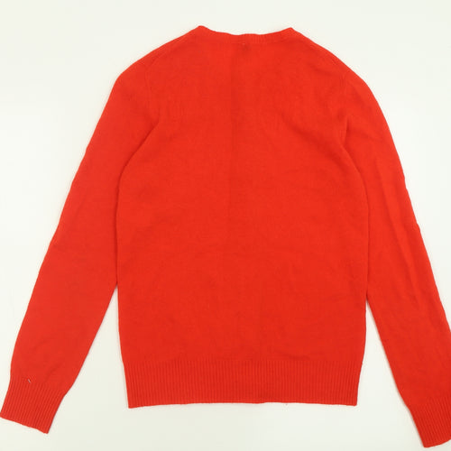 United Colors of Benetton Womens Red Crew Neck  Wool Cardigan Jumper Size S