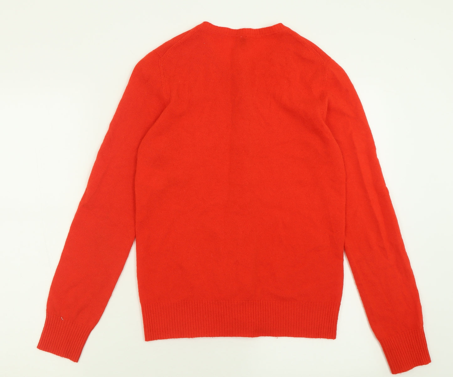United Colors of Benetton Womens Red Crew Neck  Wool Cardigan Jumper Size S