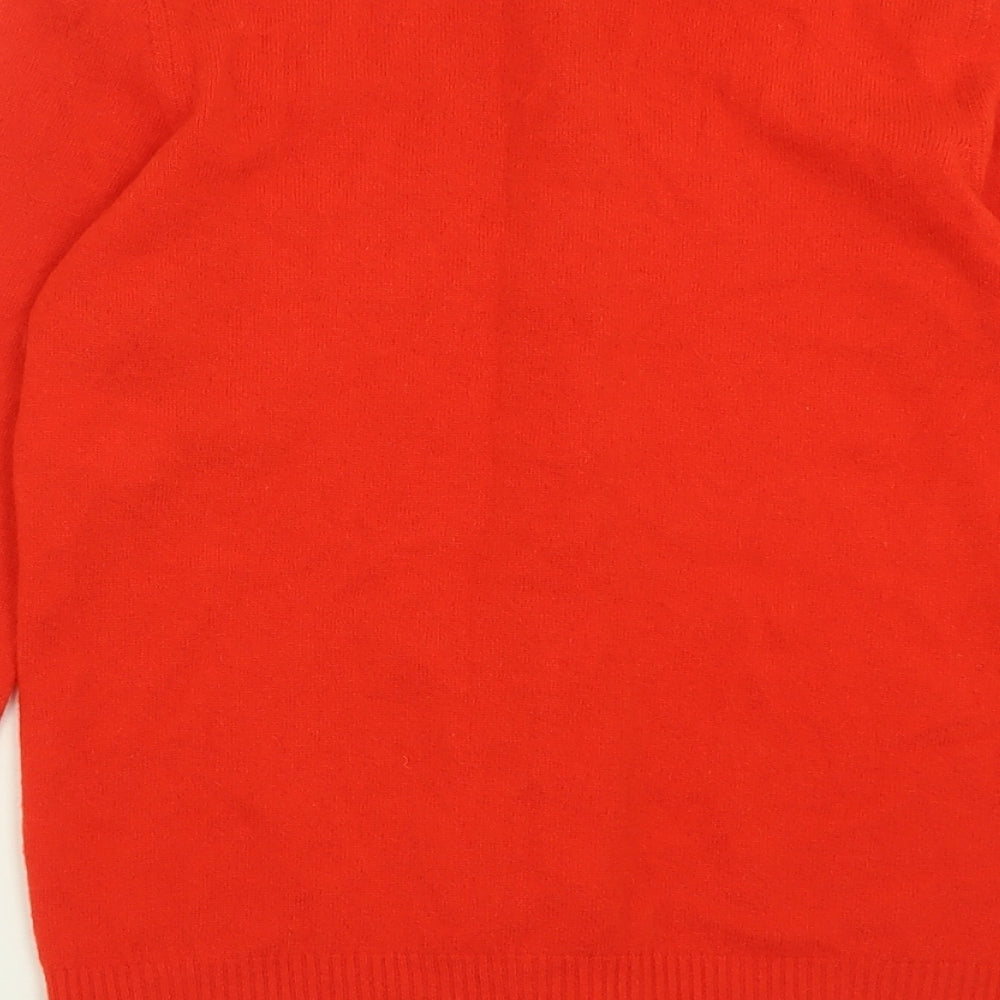 United Colors of Benetton Womens Red Crew Neck  Wool Cardigan Jumper Size S