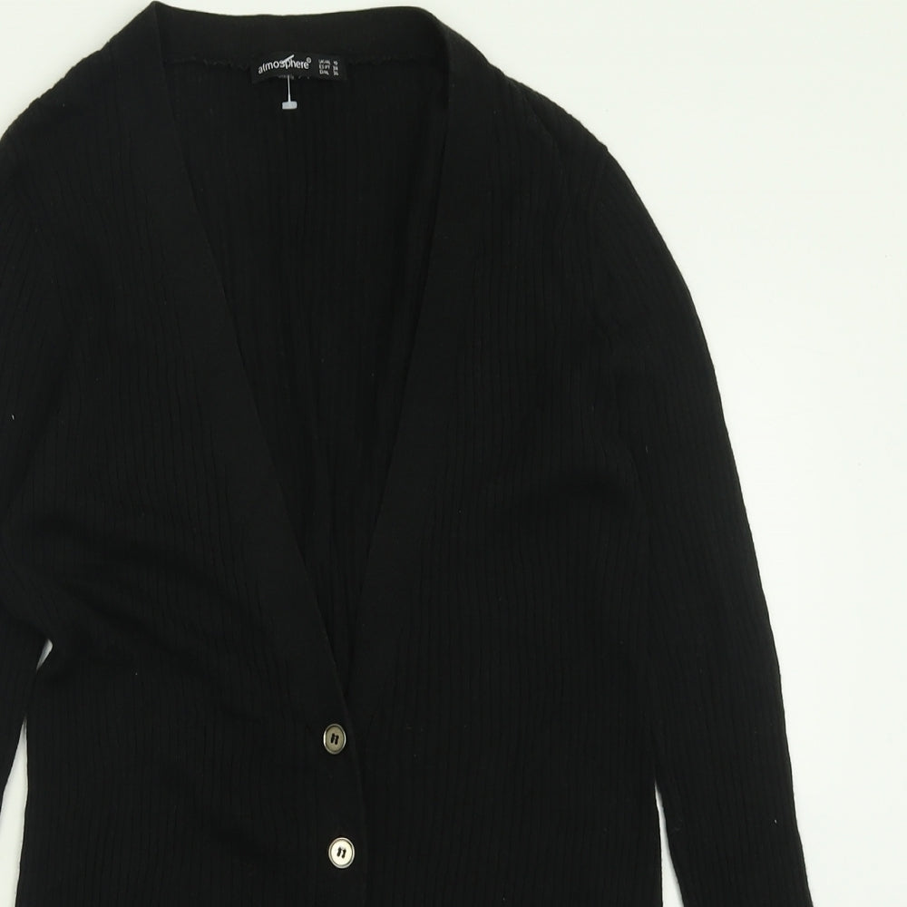 Atmosphere Womens Black V-Neck  Acrylic Cardigan Jumper Size 10