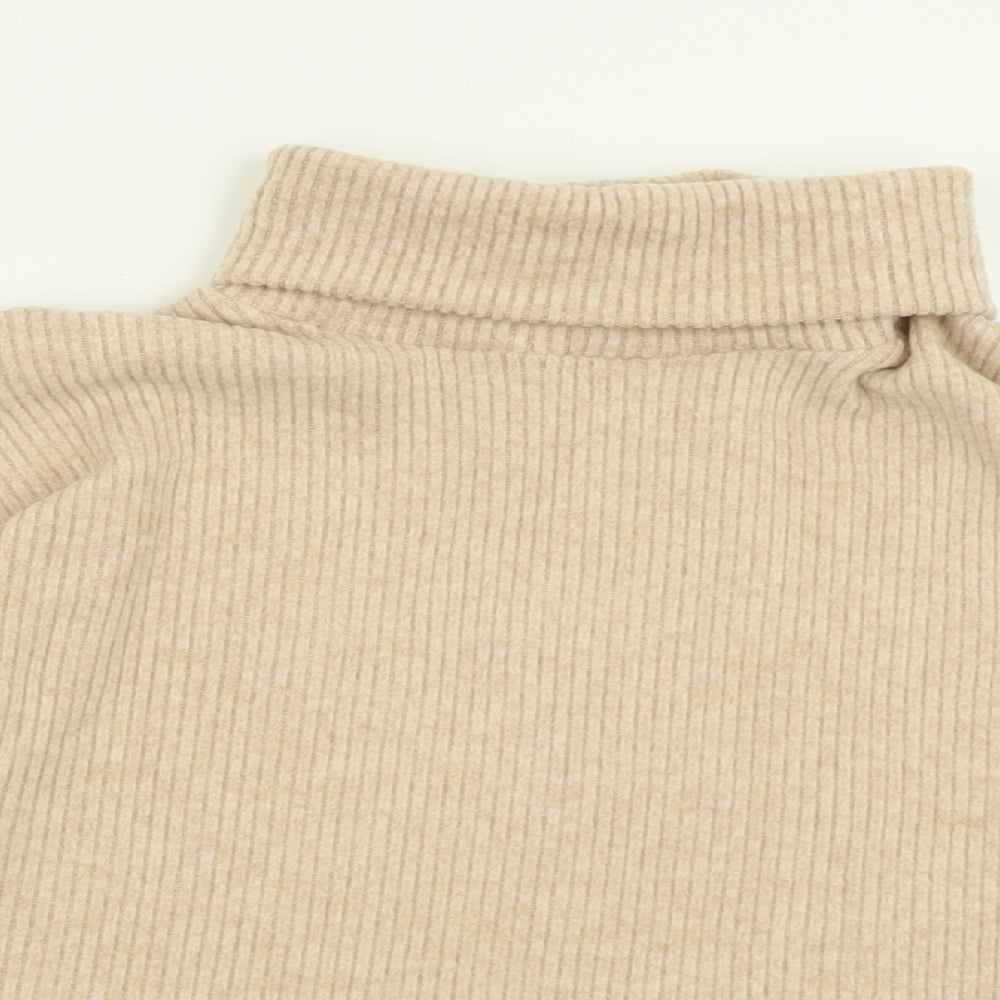 F&F Womens Beige Roll Neck  Polyester Pullover Jumper Size 10