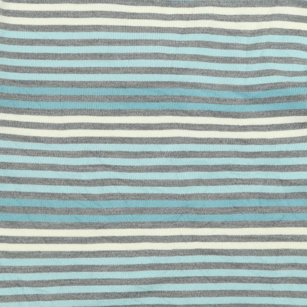 Eastex Womens Blue V-Neck Striped Acrylic Pullover Jumper Size 14