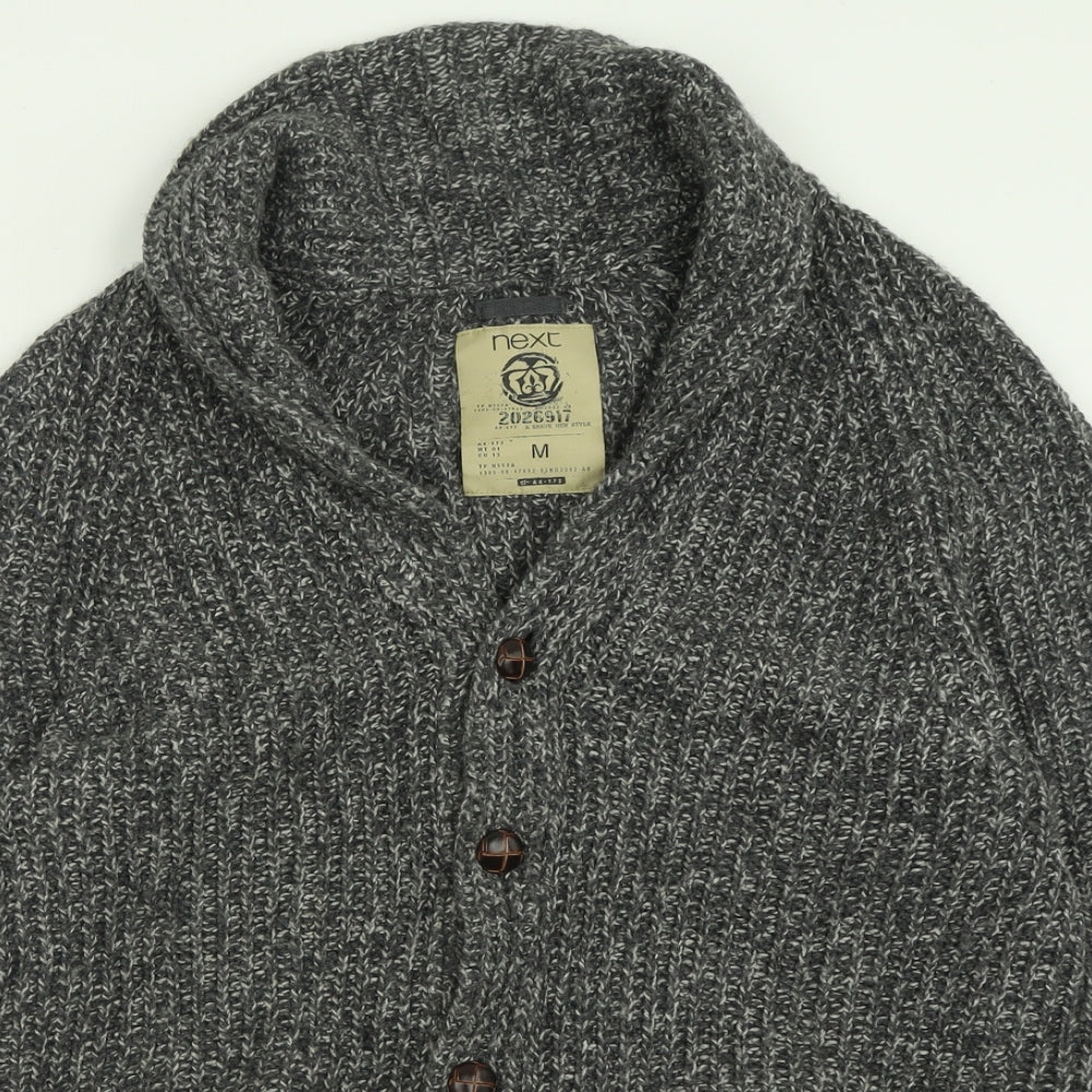 NEXT Mens Grey V-Neck  Cotton Cardigan Jumper Size M