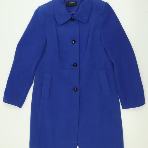 Papaya Womens Blue   Overcoat Coat Size 16  Button