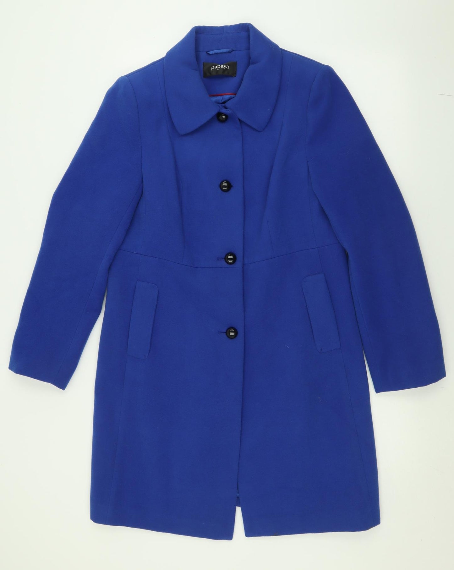 Papaya Womens Blue   Overcoat Coat Size 16  Button