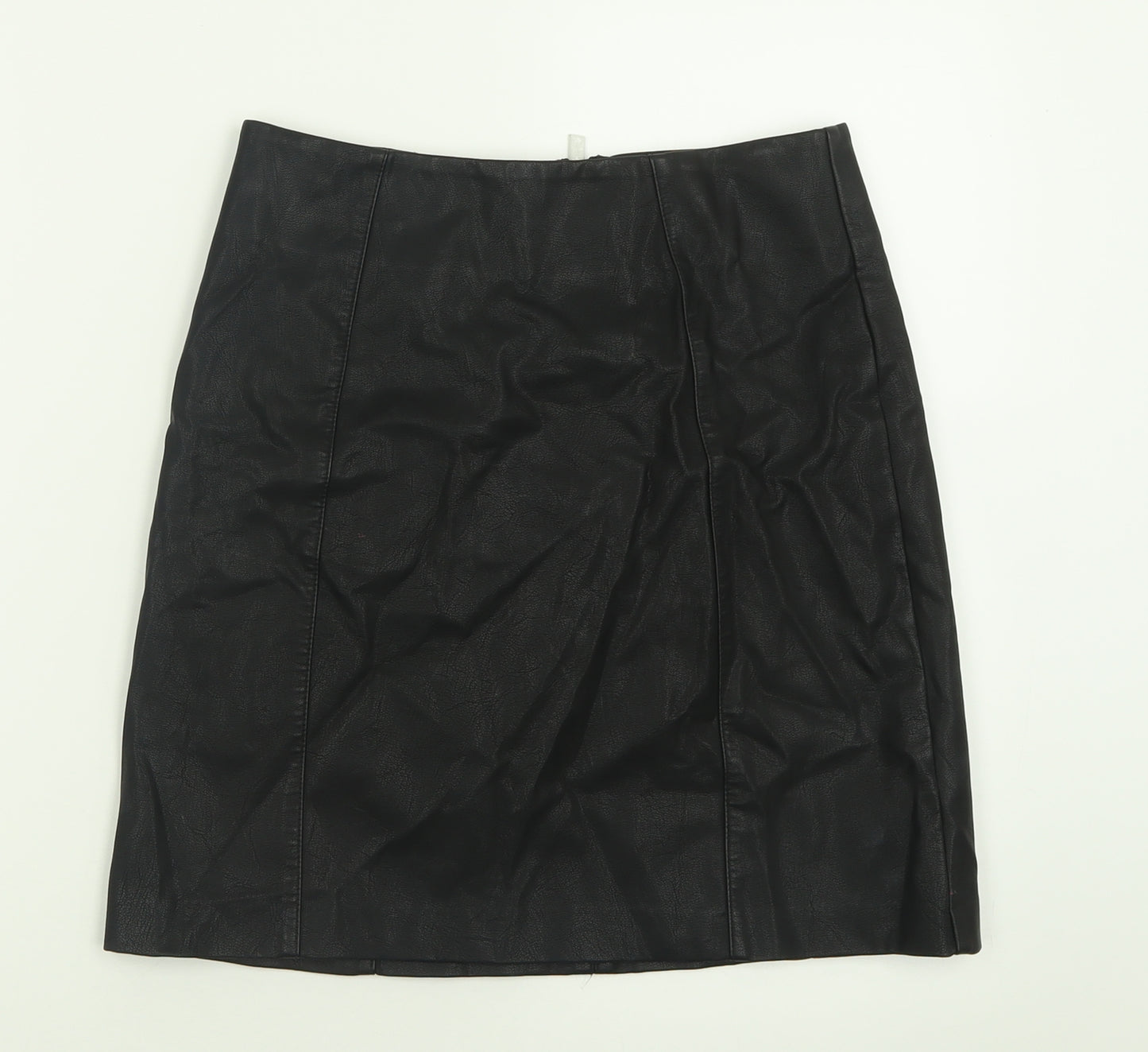 New Look Womens Black  Viscose A-Line Skirt Size 8   Zip
