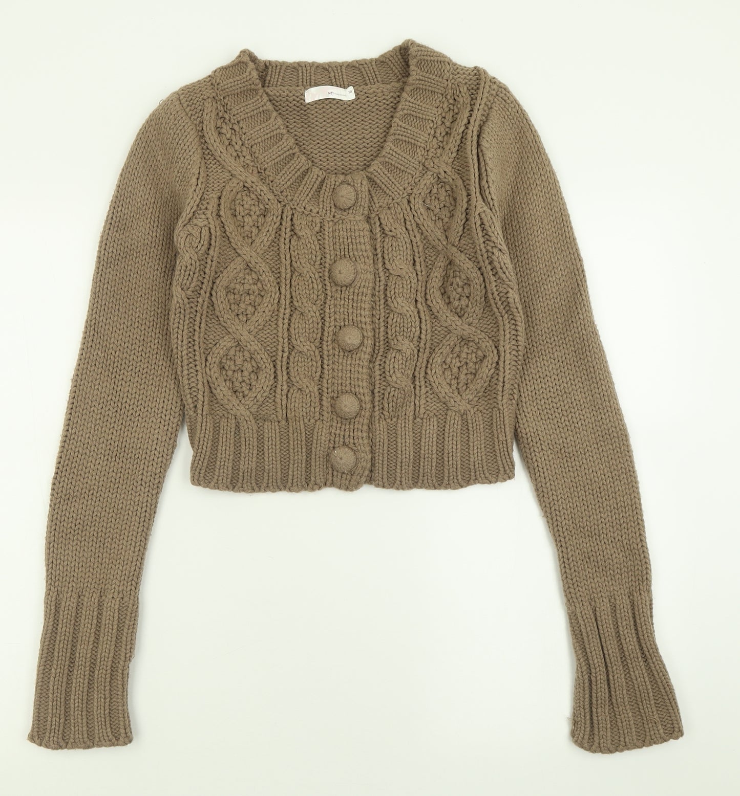 Internacionale Womens Brown V-Neck  Acrylic Cardigan Jumper Size 10