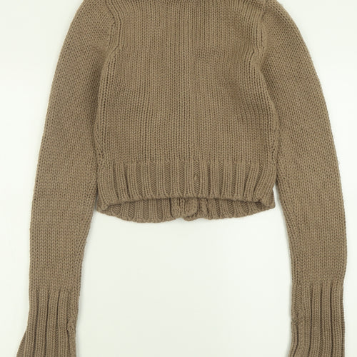 Internacionale Womens Brown V-Neck  Acrylic Cardigan Jumper Size 10