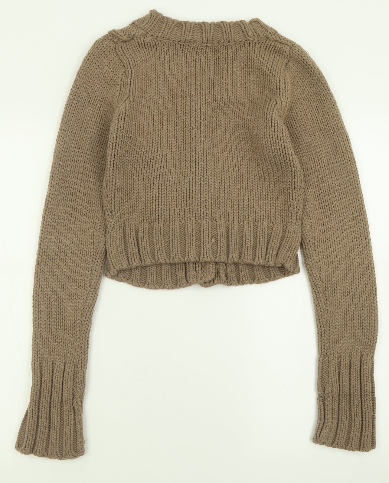Internacionale Womens Brown V-Neck  Acrylic Cardigan Jumper Size 10