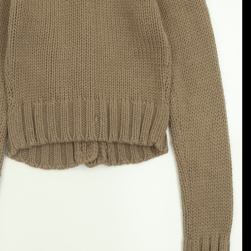 Internacionale Womens Brown V-Neck  Acrylic Cardigan Jumper Size 10