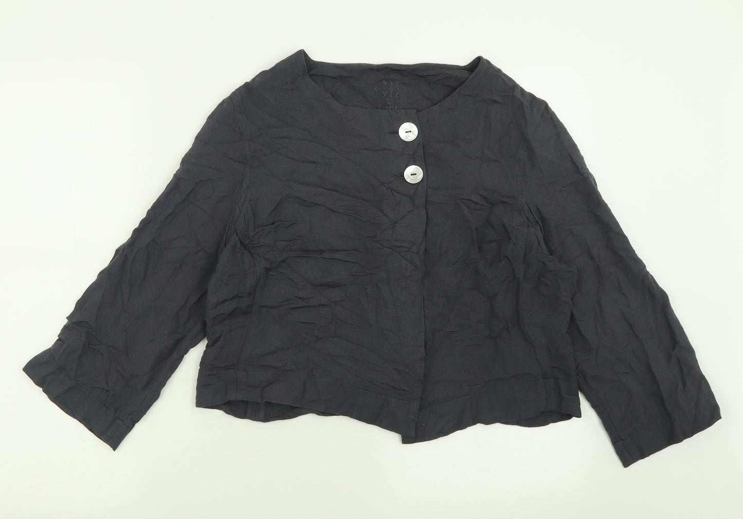 Viz A Viz Womens Grey  Viscose Basic Blouse Size 12 Crew Neck