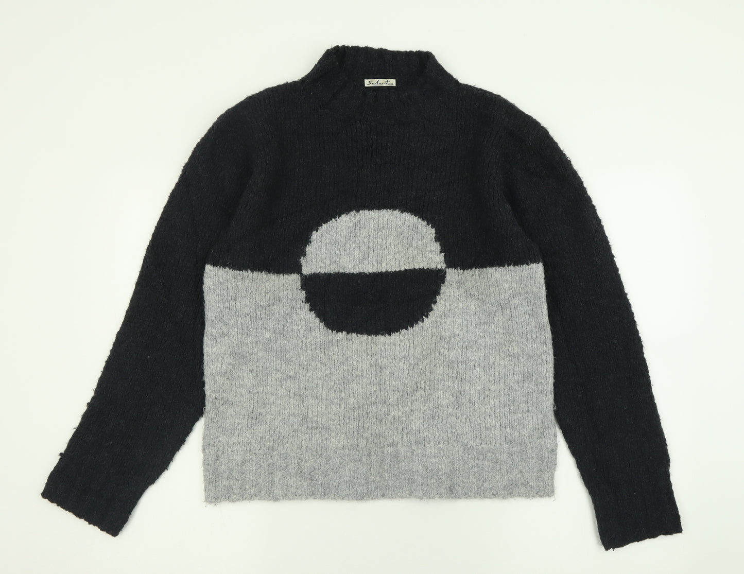 Select Womens Grey High Neck  Acrylic Pullover Jumper Size 12