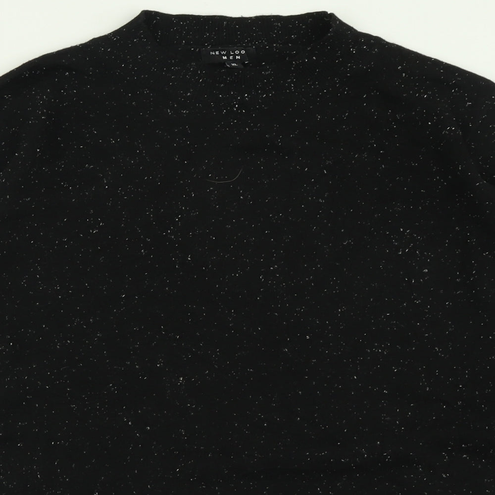New Look Mens Black Crew Neck  Acrylic Pullover Jumper Size XL