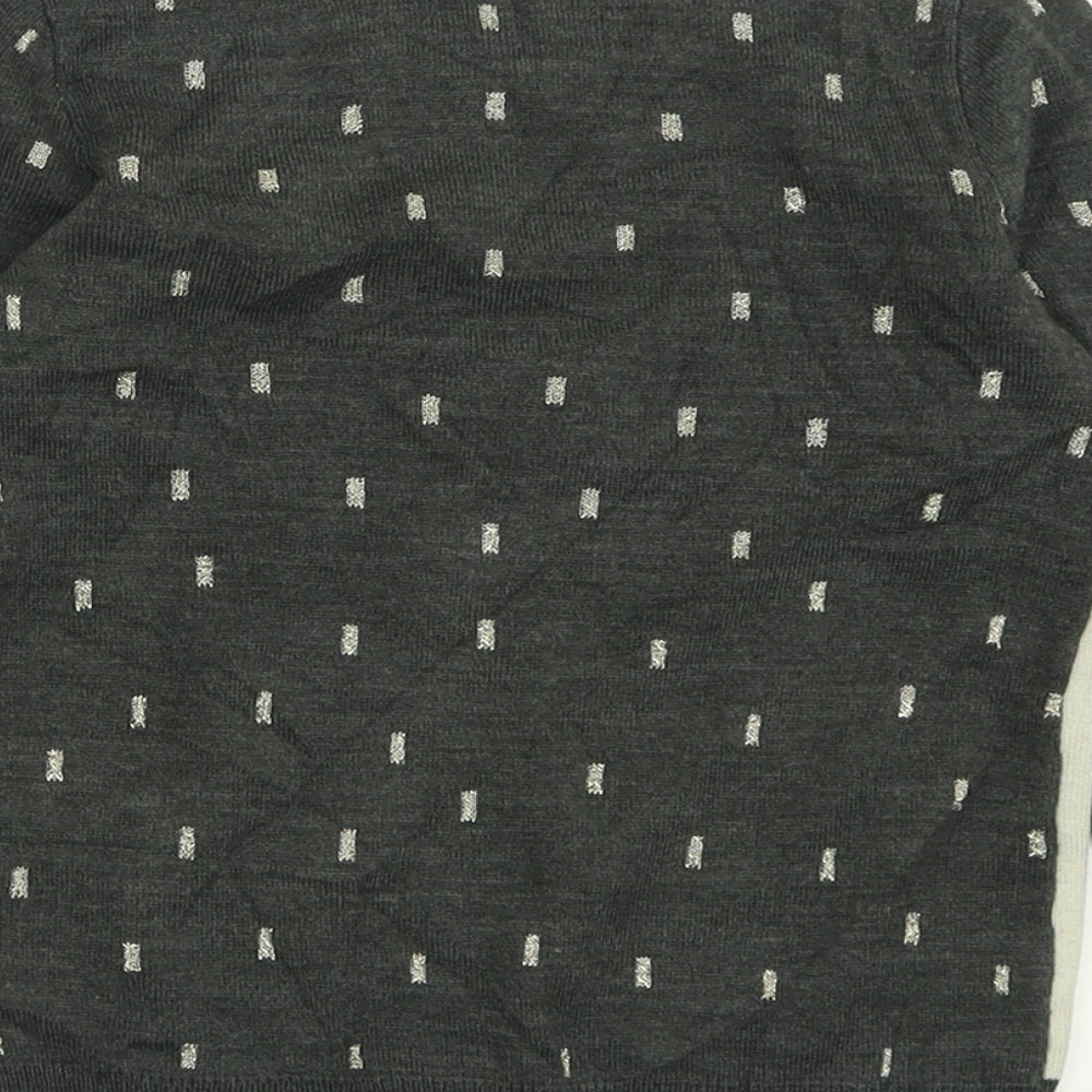 H&M Girls Grey Crew Neck Geometric Acrylic Pullover Jumper Size 6-7 Years  Pullover