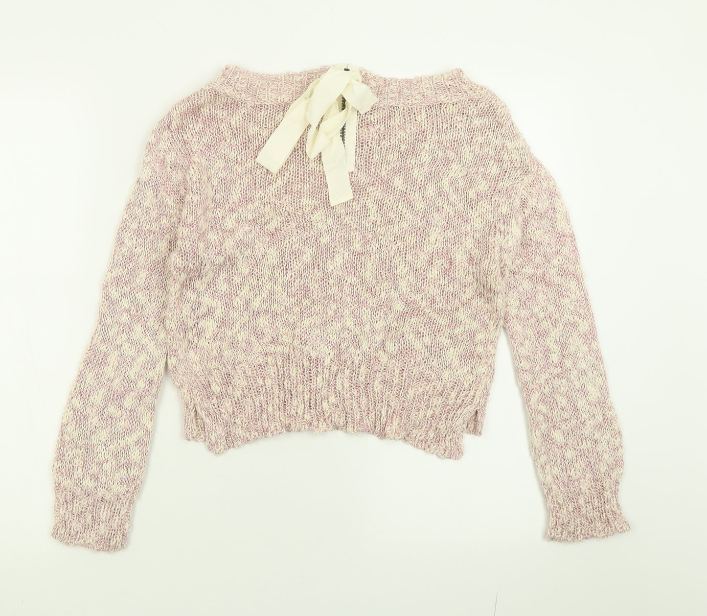Marks and Spencer Womens Pink Crew Neck  Cotton Pullover Jumper Size M