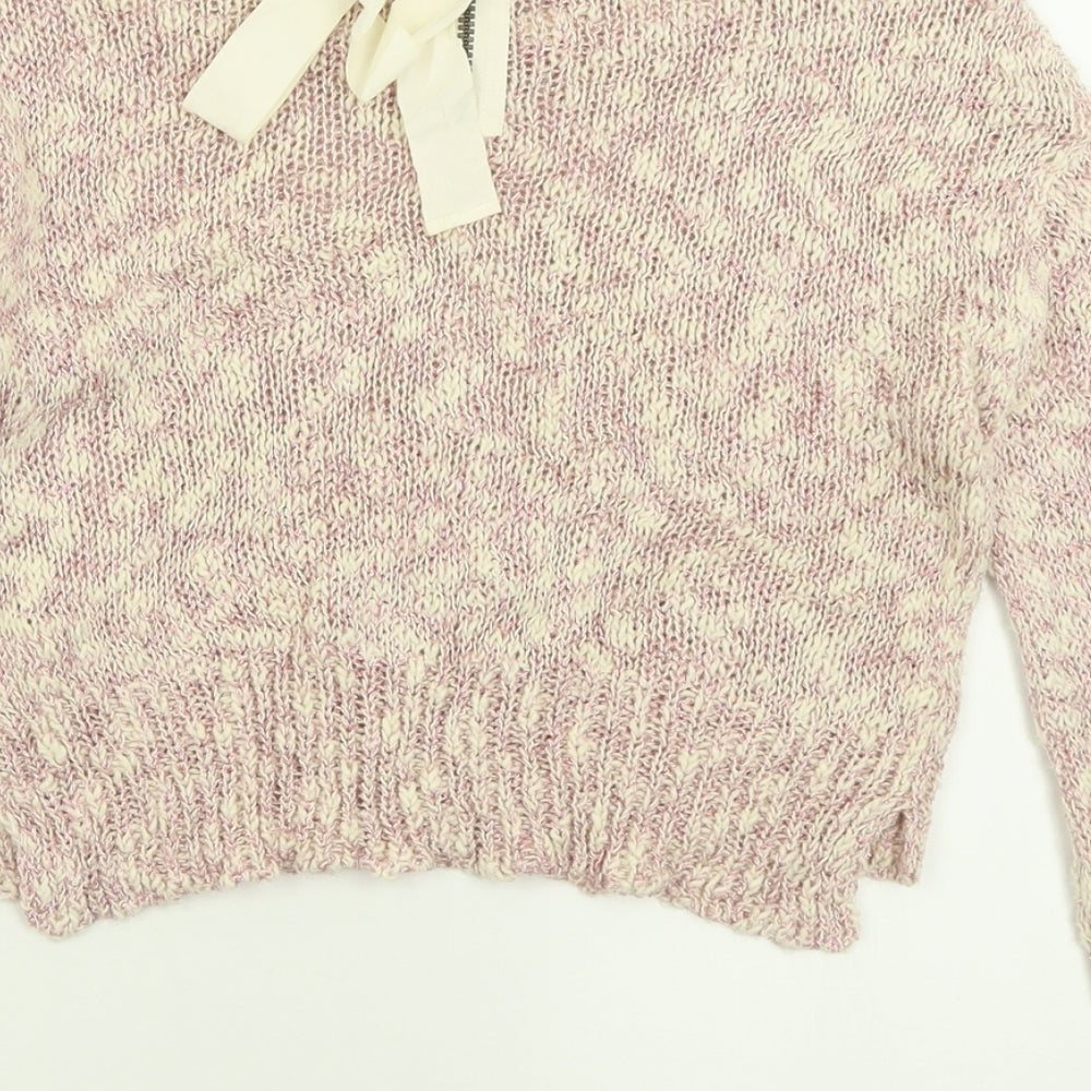 Marks and Spencer Womens Pink Crew Neck  Cotton Pullover Jumper Size M