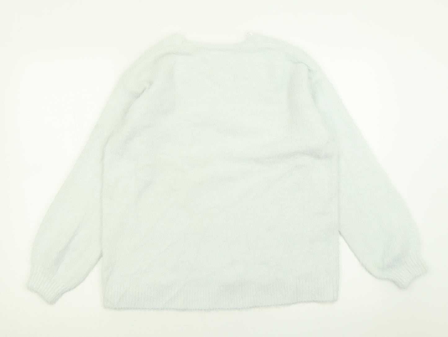 H&M Womens Blue V-Neck  Acrylic Pullover Jumper Size M