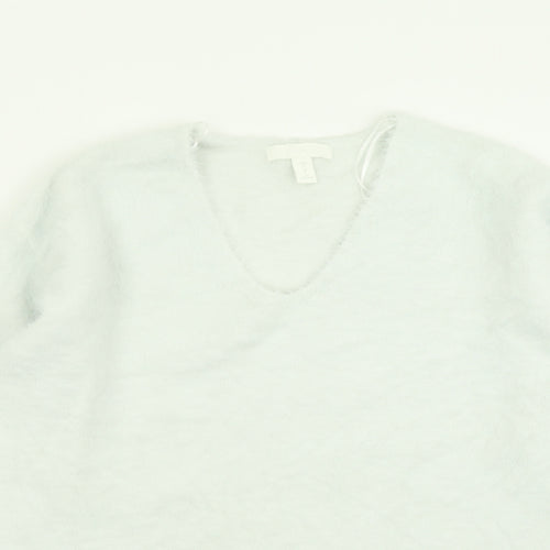 H&M Womens Blue V-Neck  Acrylic Pullover Jumper Size M