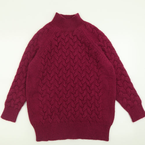 Marks and Spencer Womens Purple High Neck  Acrylic Pullover Jumper Size M