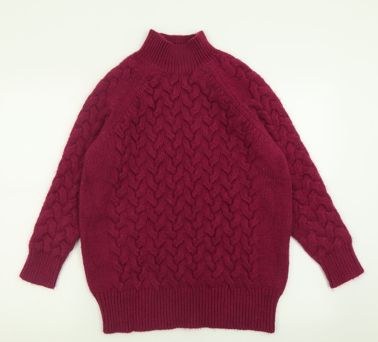 Marks and Spencer Womens Purple High Neck  Acrylic Pullover Jumper Size M