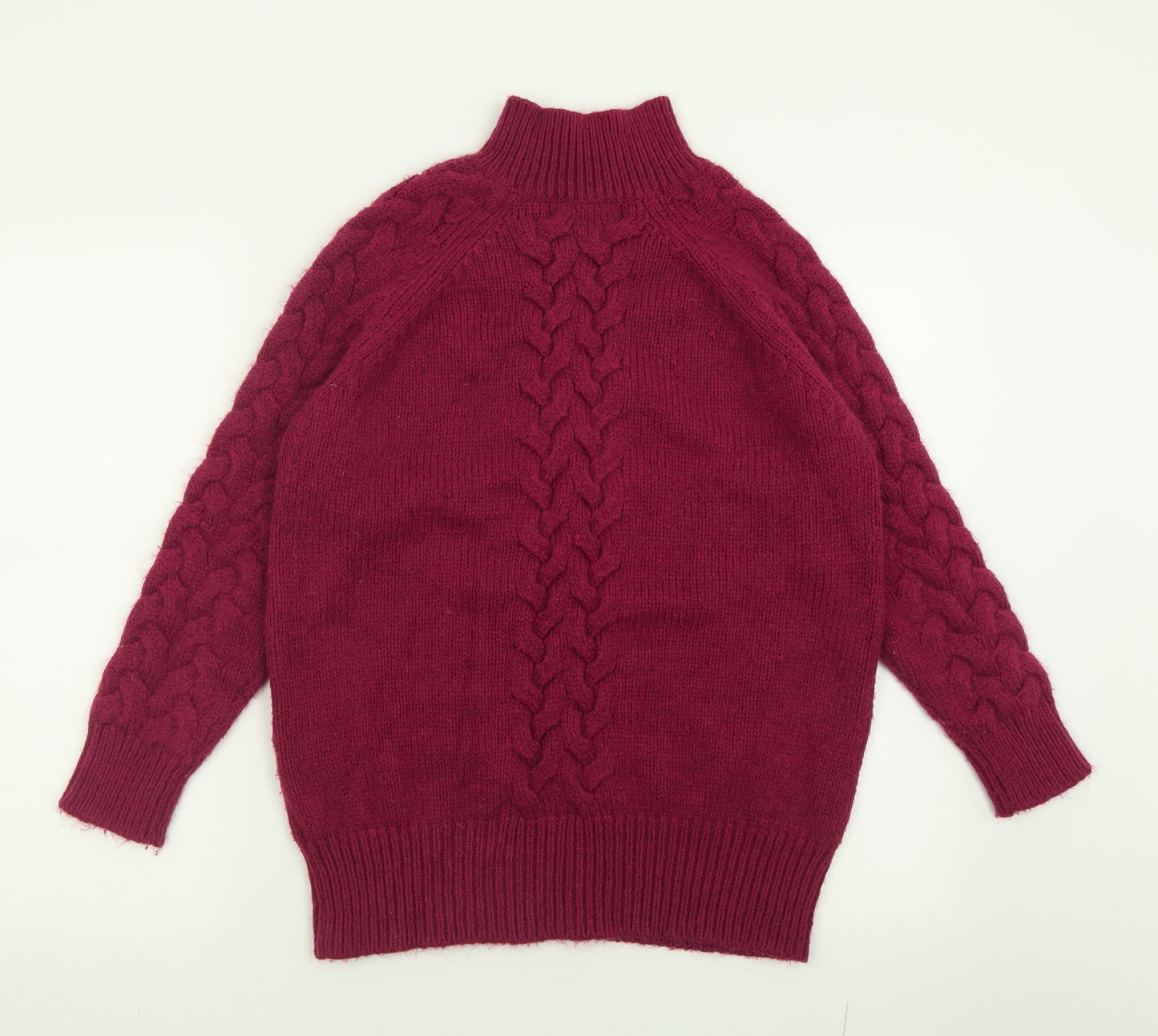 Marks and Spencer Womens Purple High Neck  Acrylic Pullover Jumper Size M