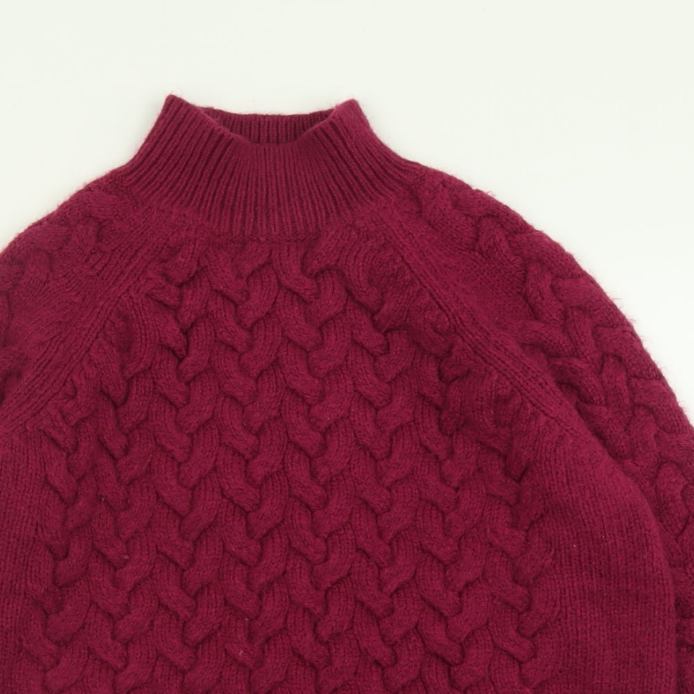 Marks and Spencer Womens Purple High Neck  Acrylic Pullover Jumper Size M