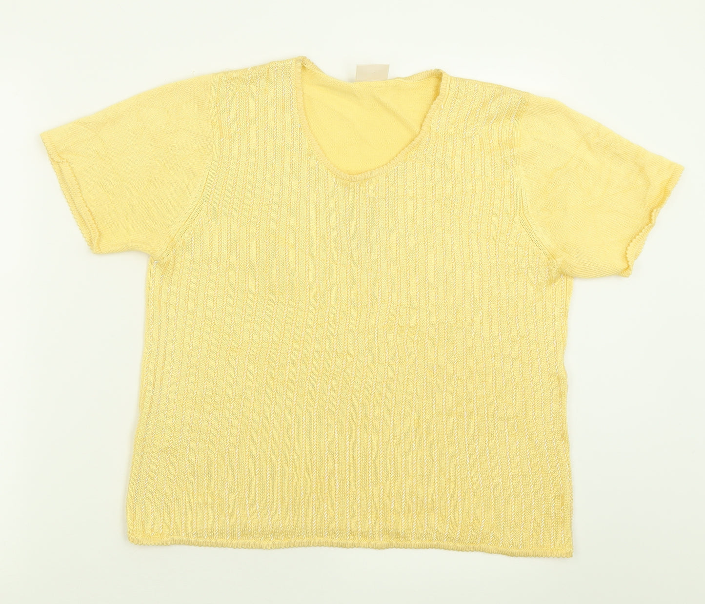 Country Casuals Womens Yellow  Viscose Basic T-Shirt Size L Crew Neck