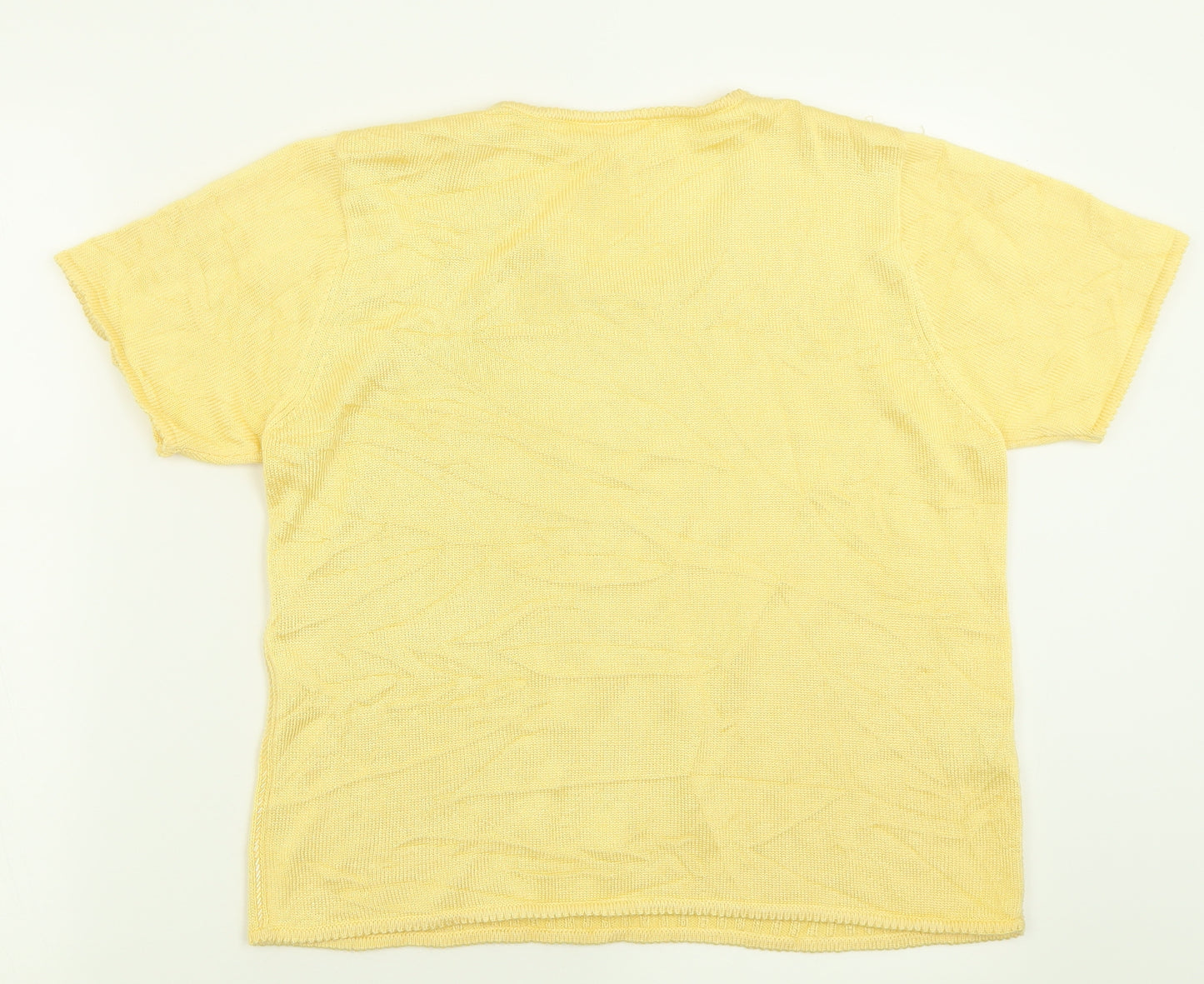 Country Casuals Womens Yellow  Viscose Basic T-Shirt Size L Crew Neck