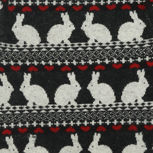 Marks and Spencer Womens Black Crew Neck Geometric Acrylic Pullover Jumper Size 12