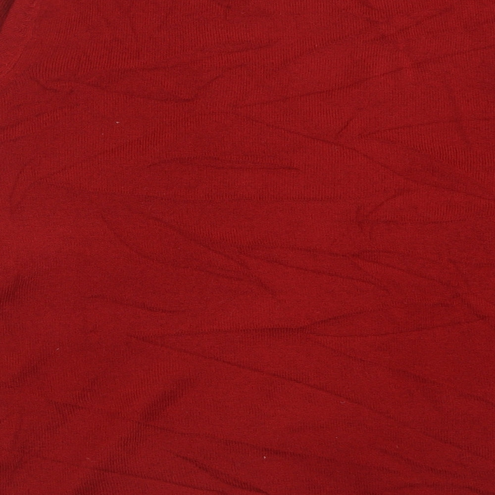 Honor Milburn Womens Red Crew Neck Geometric Acrylic Pullover Jumper Size M