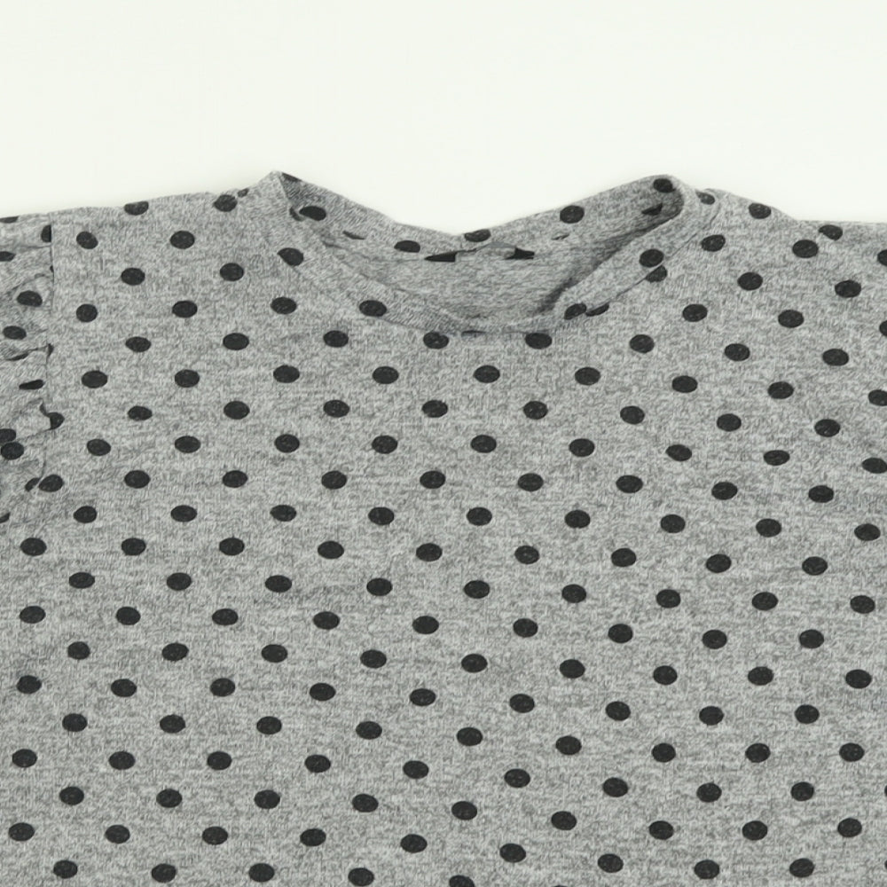 M&Co Womens Grey Crew Neck Polka Dot Polyester Pullover Jumper Size 16