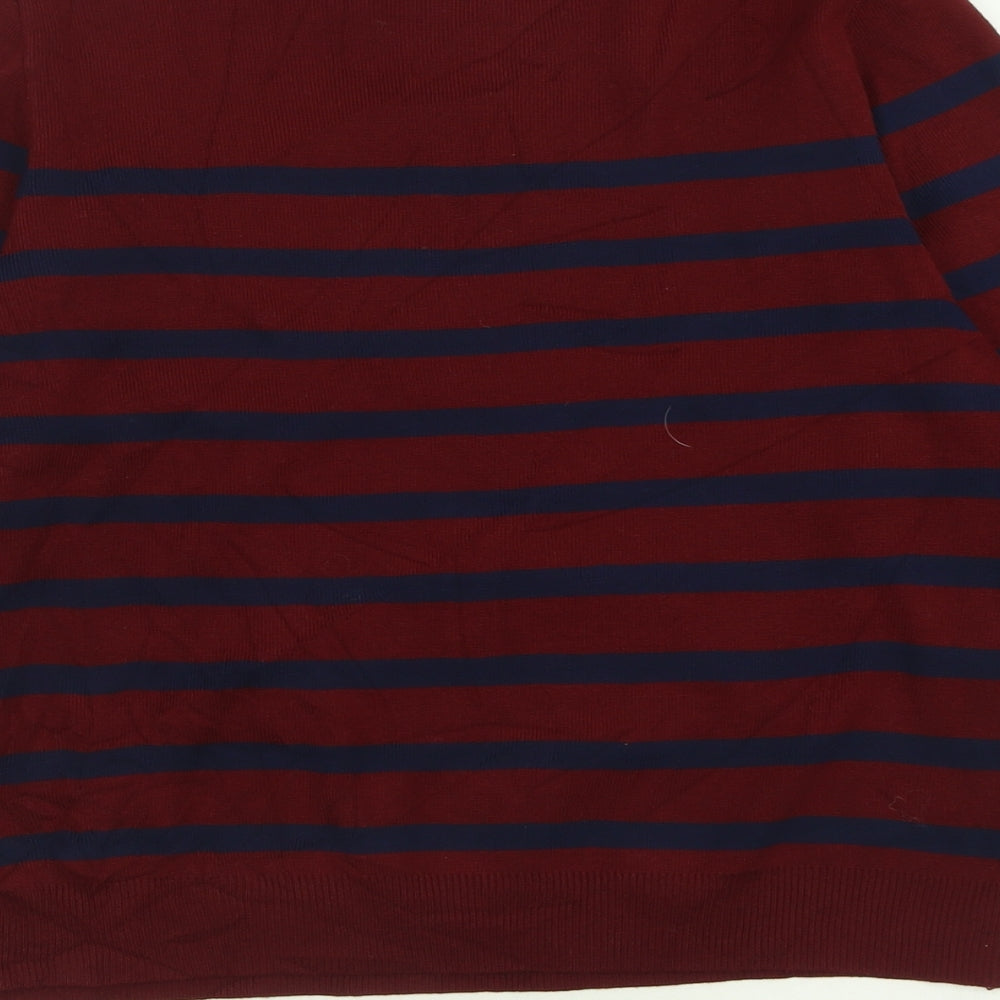 New Look Womens Red Crew Neck Striped Viscose Pullover Jumper Size 16