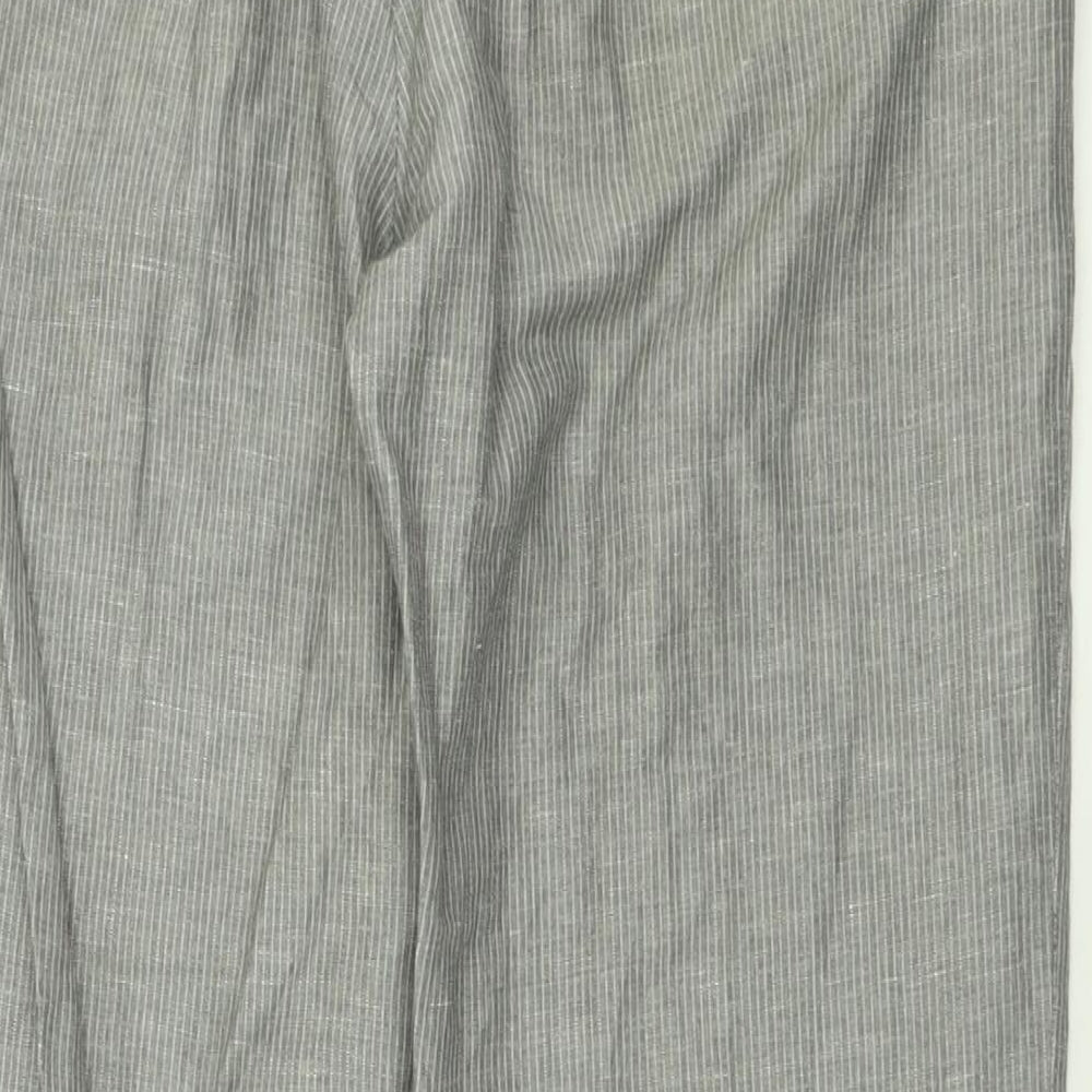 River Island Mens Grey Striped Linen Trousers  Size 32 L30 in Regular Hook & Eye
