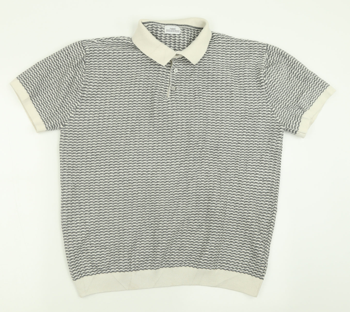 NEXT Mens Grey  Cotton  Polo Size XL Collared Button