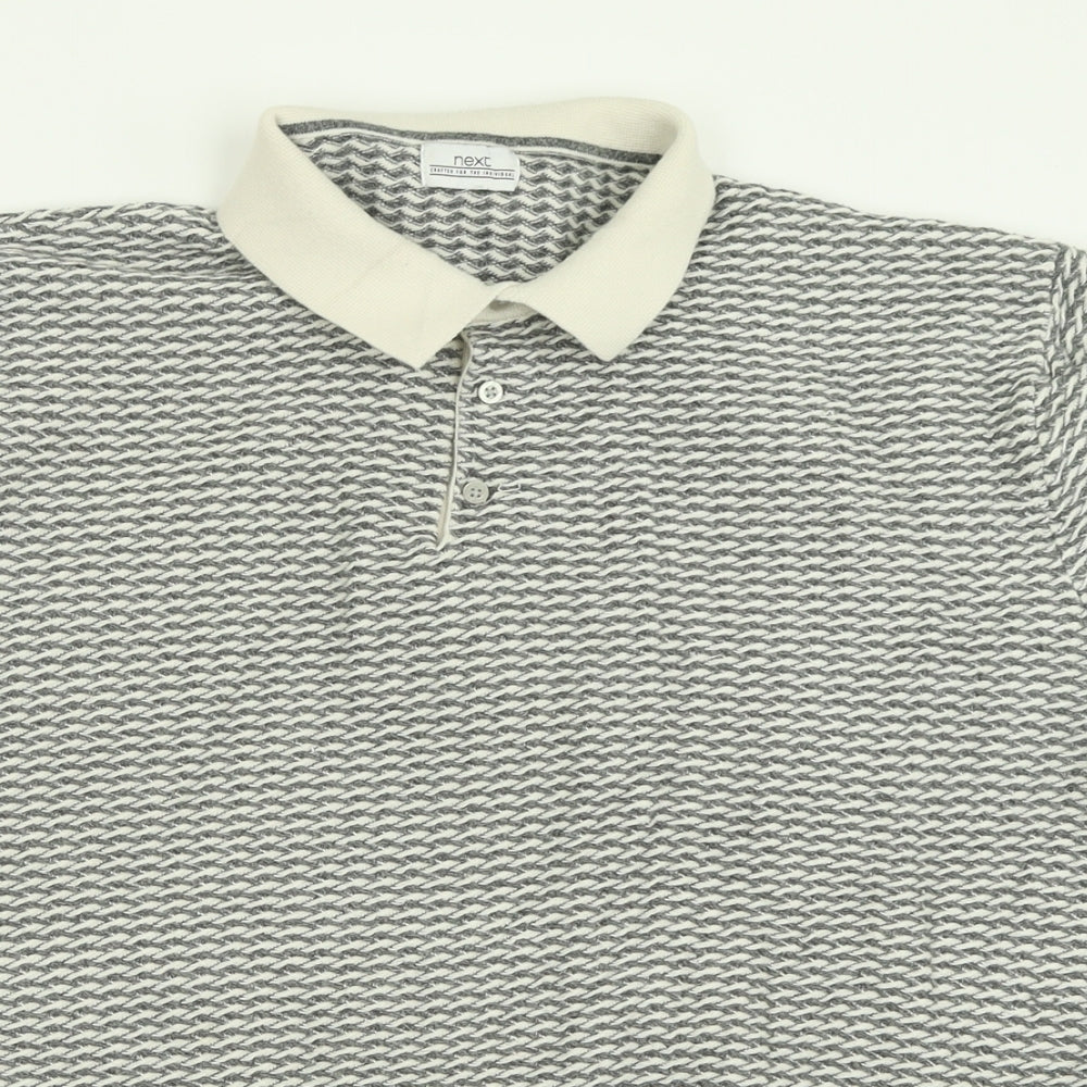 NEXT Mens Grey  Cotton  Polo Size XL Collared Button