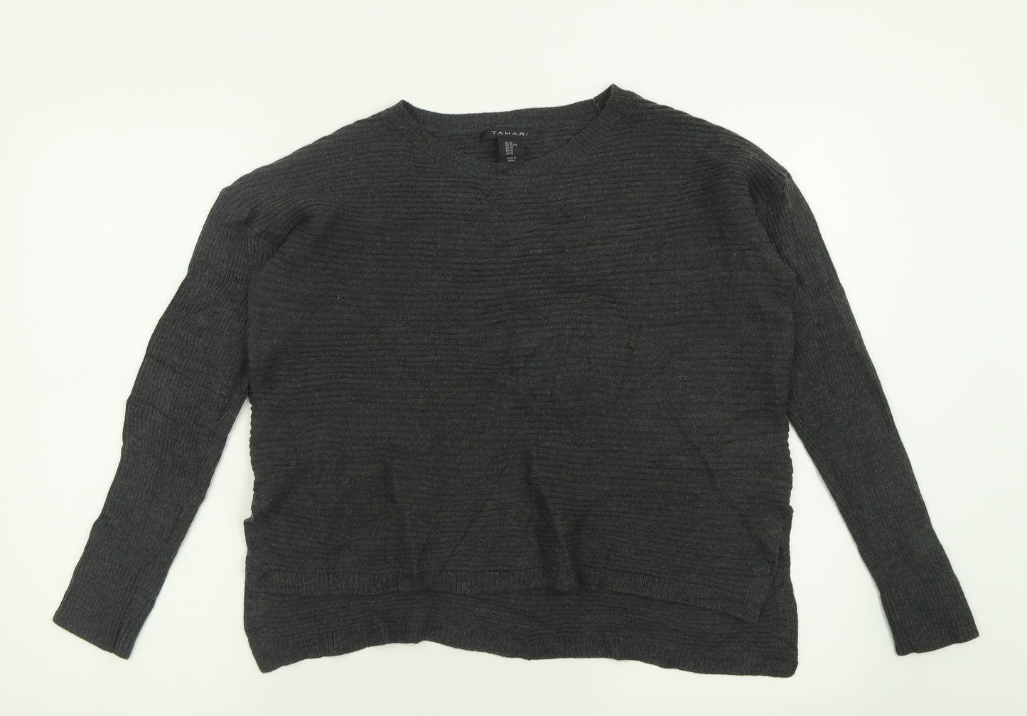 Tahari Womens Grey Crew Neck  Acrylic Pullover Jumper Size XL