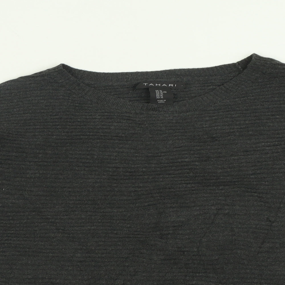 Tahari Womens Grey Crew Neck  Acrylic Pullover Jumper Size XL