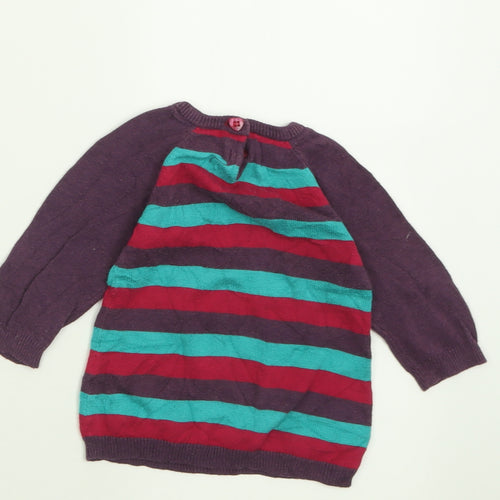 Peacocks Girls Purple Striped Viscose Pullover Jumper Size 0-3 Months  Button