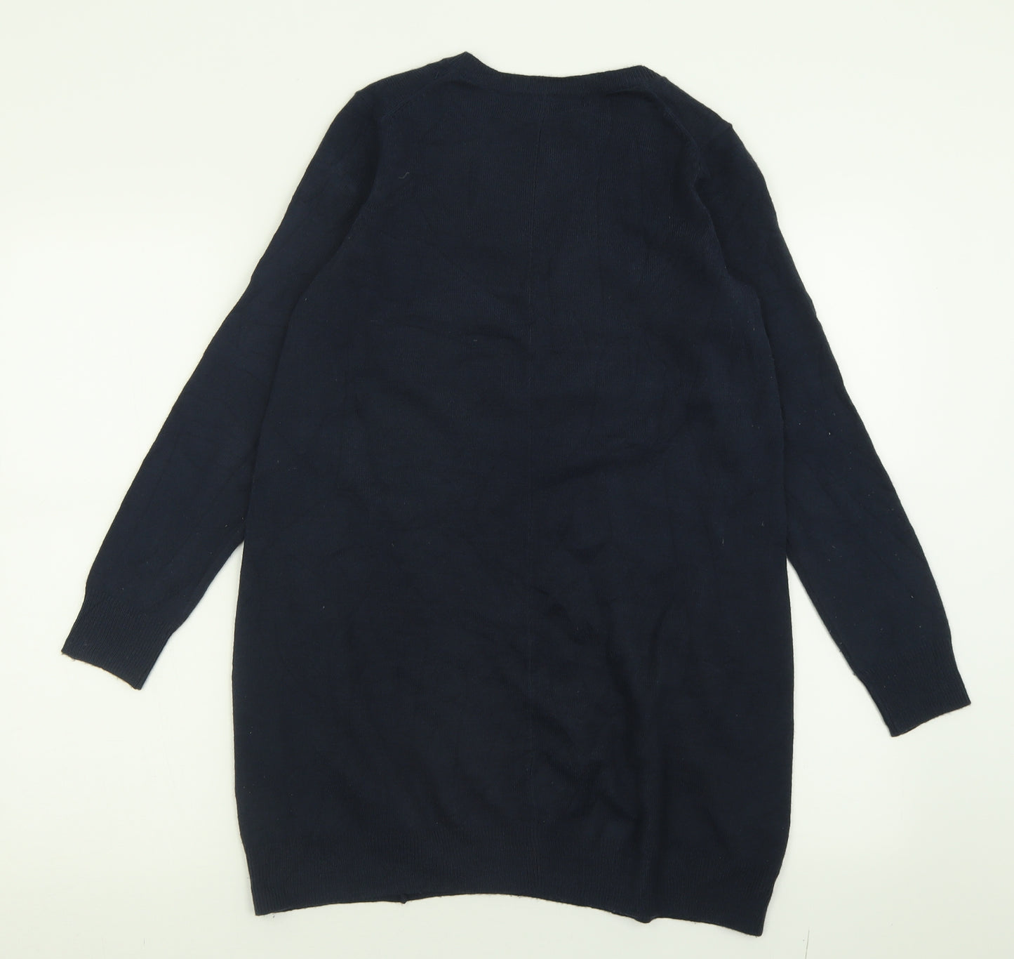 Marks and Spencer Womens Blue V-Neck  Acrylic Tunic Jumper Size 6