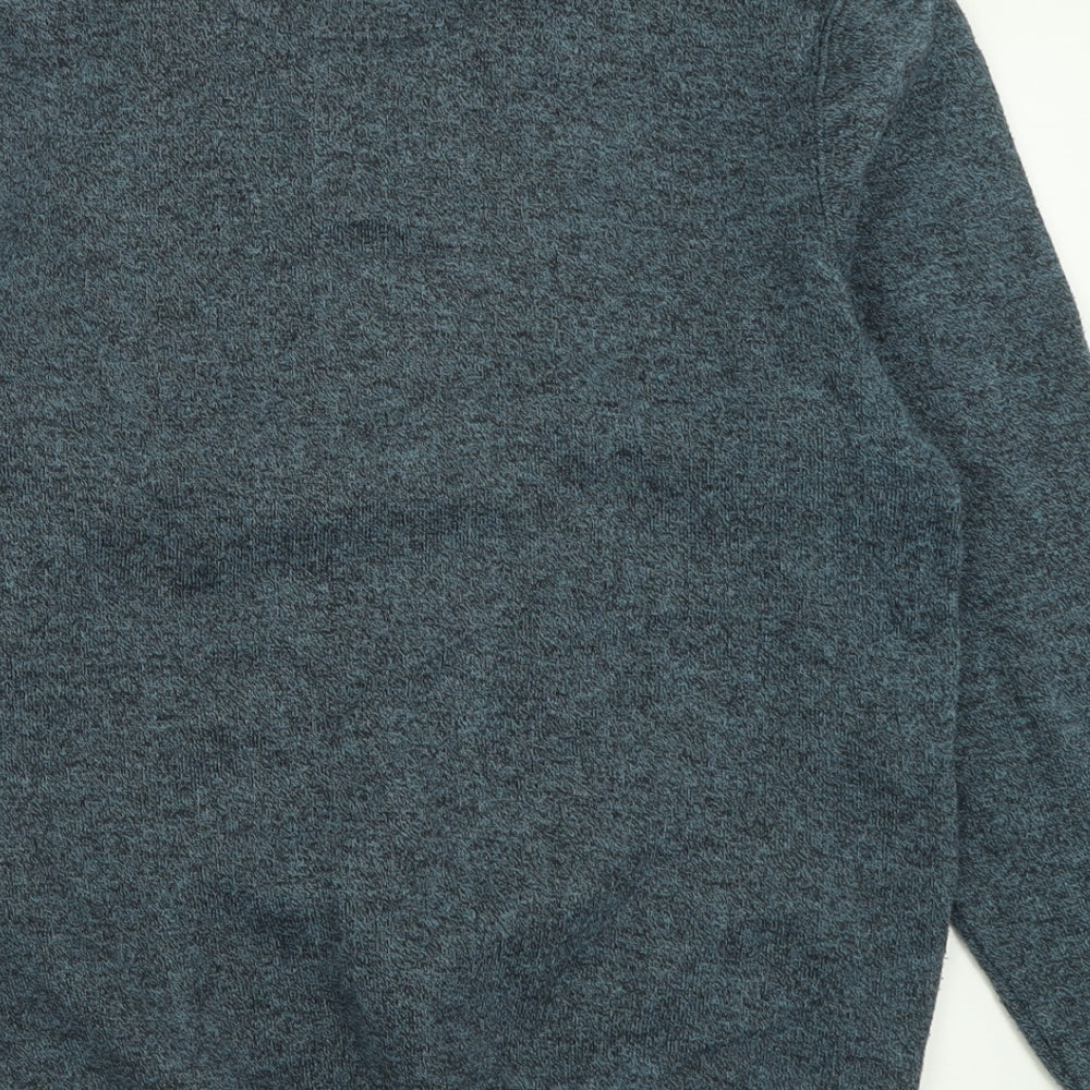 Easy Mens Blue Crew Neck  Polyester Pullover Jumper Size S